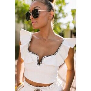 NWT EB Luxe Ruffle Crop Top, Size Small